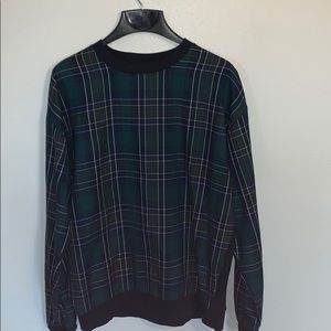 Mens Check Plaid Crewneck